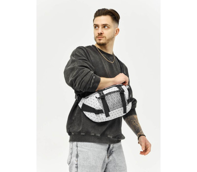 Велика чоловіча поясна сумка бананка Sambag DynamicDart тканева принт "Square"