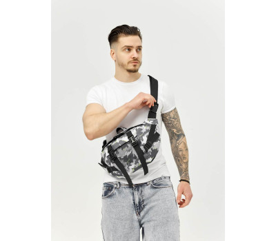 Велика чоловіча поясна сумка бананка Sambag DynamicDart тканева з принтом