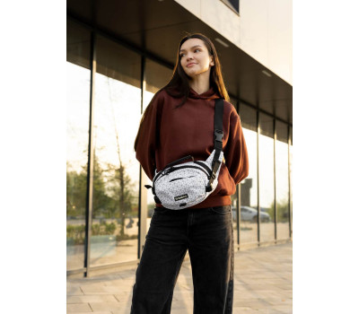 Сумка через плече жіноча бананка Sambag Flex Pro принт "Square"