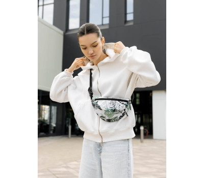 Жіноча сумка на пояс бананка Sambag Urban SKHm принт "Leaves"