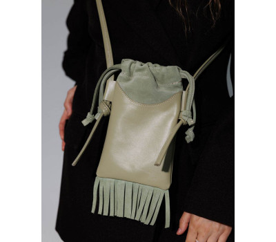 Шкіряна жіноча сумка «Рэй» світло оливкова WeLassie