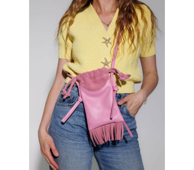 Шкіряна жіноча сумка «Рэй» рожева WeLassie