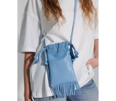 Шкіряна жіноча сумка «Рэй» блакитна WeLassie