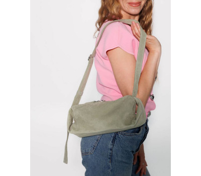 Шкіряна замшева жіноча сумка «Мей» фісташкова WeLassie