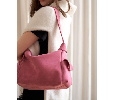 Шкіряна замшева жіноча сумка «Глорія» рожева WeLassie