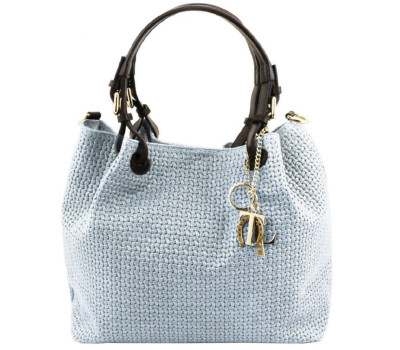 Шкіряна сумка-шоппер KeyLuck з плетеною тисненням Tuscany TL141573