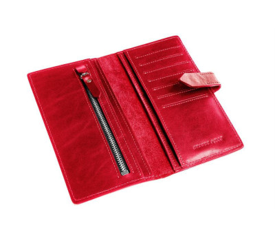 Портмоне, червоне жіноче з хлястиком Grande Pelle 524660