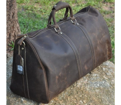 Велика вінтажна дорожня сумка з кінської шкіри