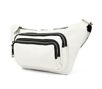 Шкіряна бананка напоясна біла сумка GS-8179-3md TARWA