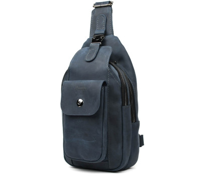 Модний рюкзак слінг на одну шлейку синій TARWA RK-4007-3md