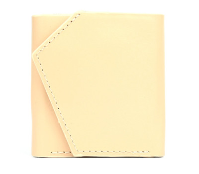 Шкіряний гаманець Mini з асиметричним клапаном 570243 бежевий