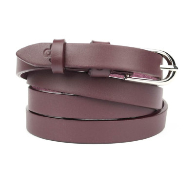 Ремінь жіночий тонкий Grande Pelle 1612040033 у кольорі марсала.