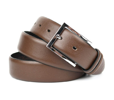 Ремінь зі шкіри оленя 35мм коричневий, класична пряжка st228333