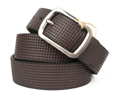 Шкіряний ремень широкий з тисненням перфорація 40мм st044699