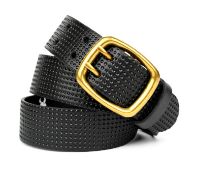 Шкіряний ремень широкий з тисненням перфорація 40мм st044671