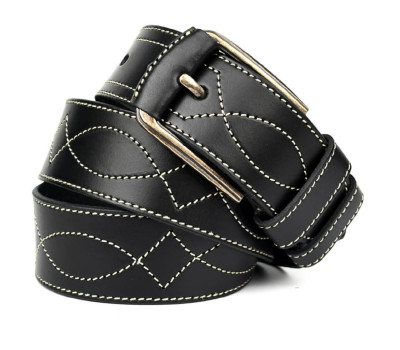 Ремінь шкіряний широкий зі строчкою 45мм st04455