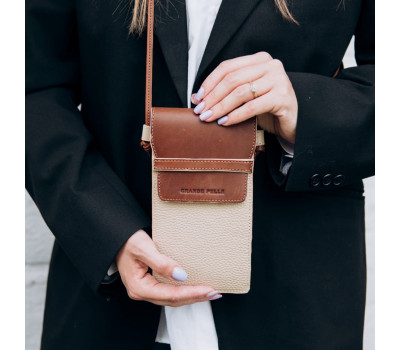 Міні сумка чохол для телефону, панч Grande Pelle 70374323 комбінована