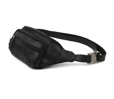 Бананка шкіряна, сумка напоясна чорний крейзі хорс TARWA RA-7218-3md