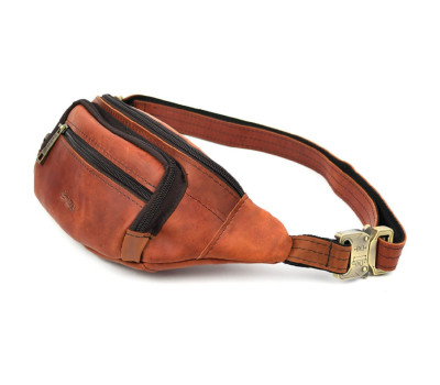 Бананка шкіряна, сумка напоясна коньячна крейзі хорс TARWA RB-7218-3md