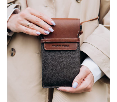 Міні сумка чохол для телефону, панч Grande Pelle 70372023 комбінована