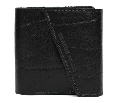 Шкіряне портмоне чорне глянсове Grande Pelle 910410 з монетницею