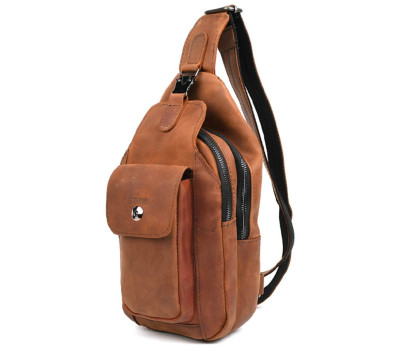 Модний рюкзак слінг на одну шлейку коньячний TARWA RB-4007-3md