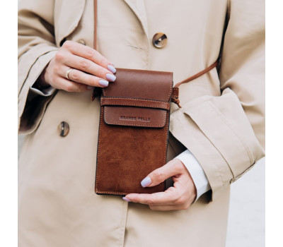 Міні сумка чохол для телефону, панч Grande Pelle 70352323 теракот