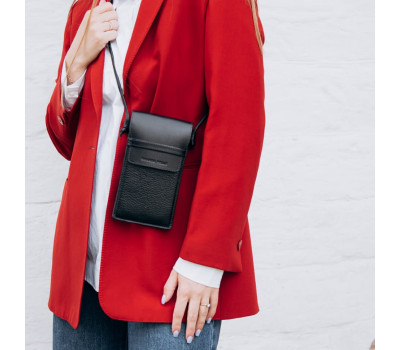 Міні сумка чохол для телефону, панч Grande Pelle 70371010 чорна