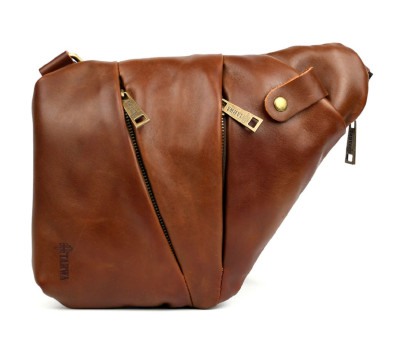 Чоловіча сумка-слінг через плече для лівші TARWA GB-6405-3md коньячна