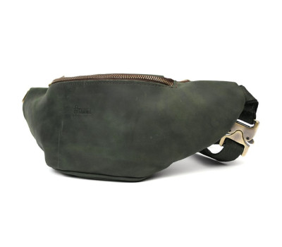 Шкіряна сумка на пояс бренду TARWA RE-3036-3md зелена, великий розмір