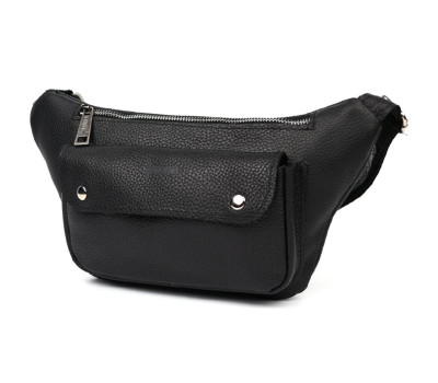 Шкіряна бананка напоясна сумка чорний флотар FA-8145-3md TARWA