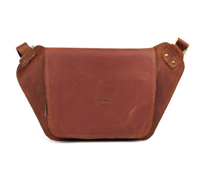 Шкіряна бананка напоясна матова коньячна шкіра RB-8127-3md TARWA