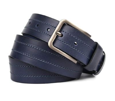 Ремінь шкіряний синій з рядком 40мм чоловічий Limary sk400323