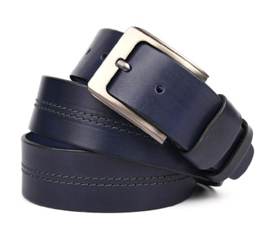 Ремінь шкіряний синій з рядком 40мм чоловічий Limary sk400321