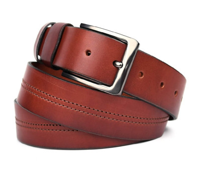 Ремінь шкіряний коньячний з рядком 40мм чоловічий Limary sk400222