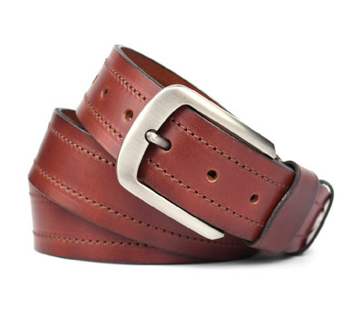 Ремінь шкіряний коньячний з рядком 40мм чоловічий Limary sk400221