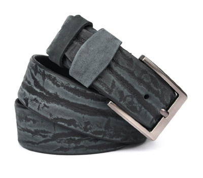 Ремінь шкіряний сірий 40мм фактурний Limary sk400141