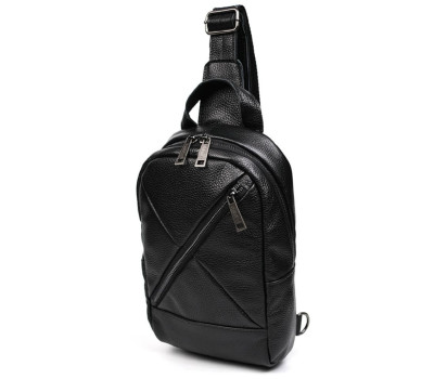 Рюкзак слінг шкіряний з кишенями TARWA FA-6020-3md чорний флотар