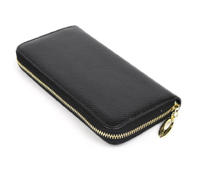 Шкіряний жіночий гаманець на блискавці чорний Firenze 77960-2