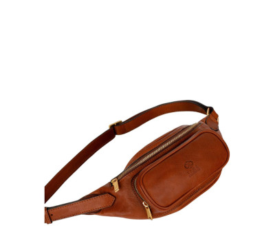 Жіноча шкіряна сумка-слінг Belly Bag - Independent People - Коньячно-коричневий колір - Time Resistance 5215801W