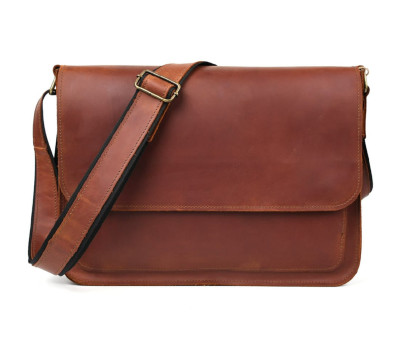 Шкіряна сумка через плече формату А4 Limary lim-3028RB коньячна