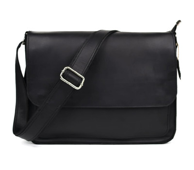 Шкіряна сумка через плече формату А4 Limary lim-3028RA чорна