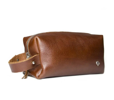 Чоловіча косметичка несесер шкіряна Grande Pelle 802623 маленька коньячна