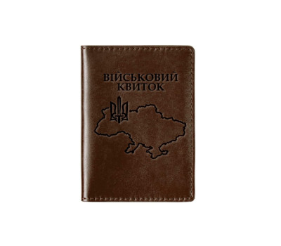 Шкіряна обкладинка для військового квитка Кордон шоколад Grande Pelle 257620