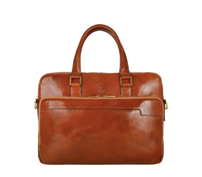 Шкіряна сумка-портфель для ноутбука - Orlando - коньячно-коричневий колір - Time Resistance 5242001