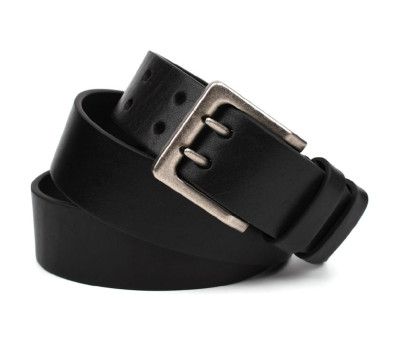 Ремінь зі шкіри буйвола st044624-1 чорний 40мм, офіцерський, на два язички
