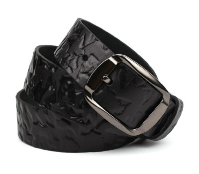 Ремінь із шкіри буйвола фактурний st044610 чорний 40мм