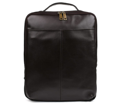 Шкіряний чоловічий коричневий рюкзак GC-7281-3md з передньою кишенею на блискавці