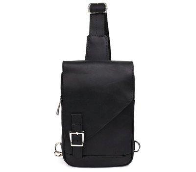 Рюкзак шкіряний слінг на одне плече RA-6403-4lx TARWA чорний крейзі хорс