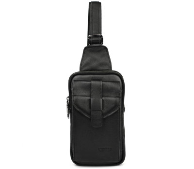 Чоловічий шкіряний слінг на два відділення Limary Lim-418GA чорна Наппа